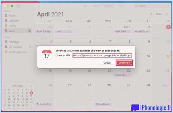 Comment s'abonner aux calendriers publics sur Mac