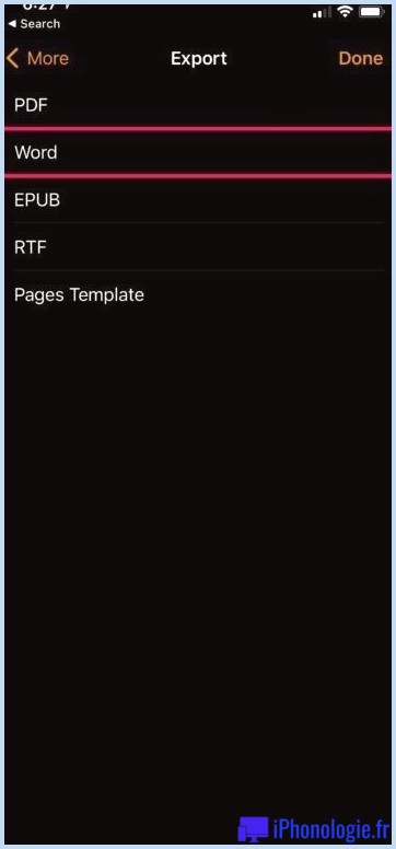 Comment exporter des pages au format Word sur iPhone et iPad