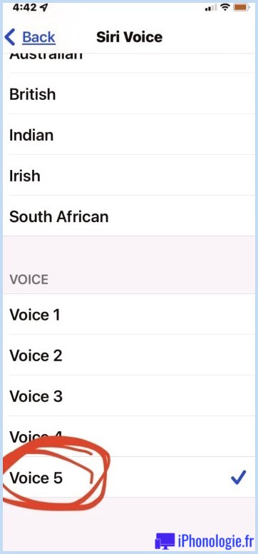 La voix neutre de Siri sur iPhone est Voice 5