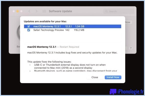 Mise à jour macOS Monterey 12.3.1