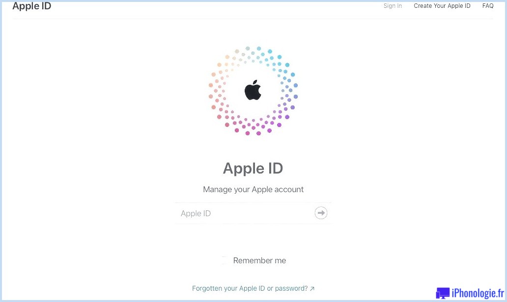 Mot de passe oublié de l'identifiant Apple