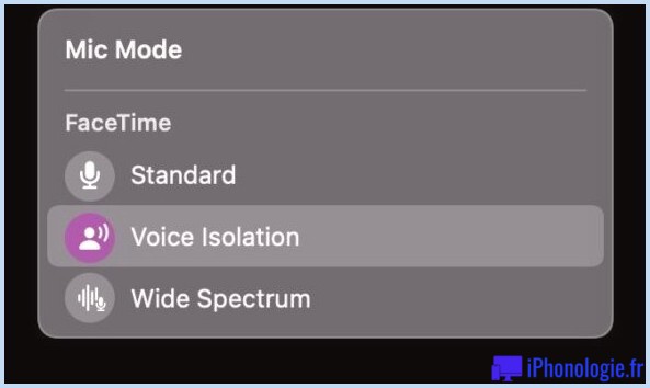 Utiliser l'isolation vocale pour les appels FaceTime sur Mac