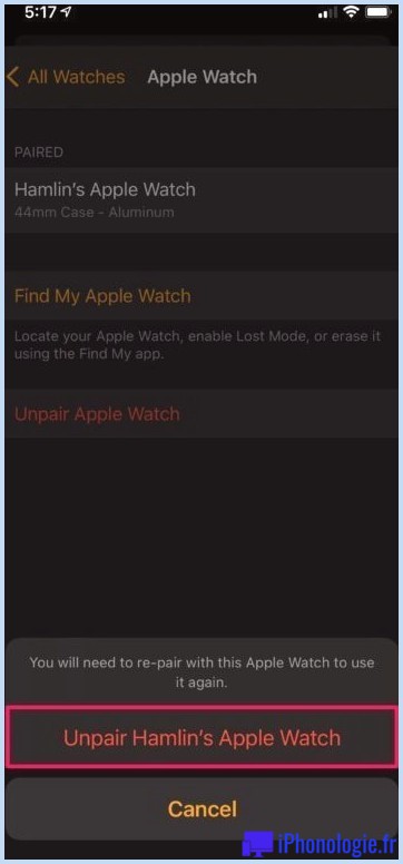 Comment dissocier Apple Watch