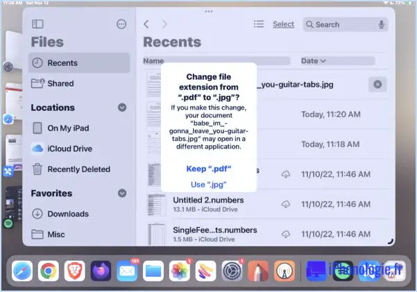 Comment modifier l'extension des fichiers des fichiers sur iPad ou iPhone dans l'application de fichiers