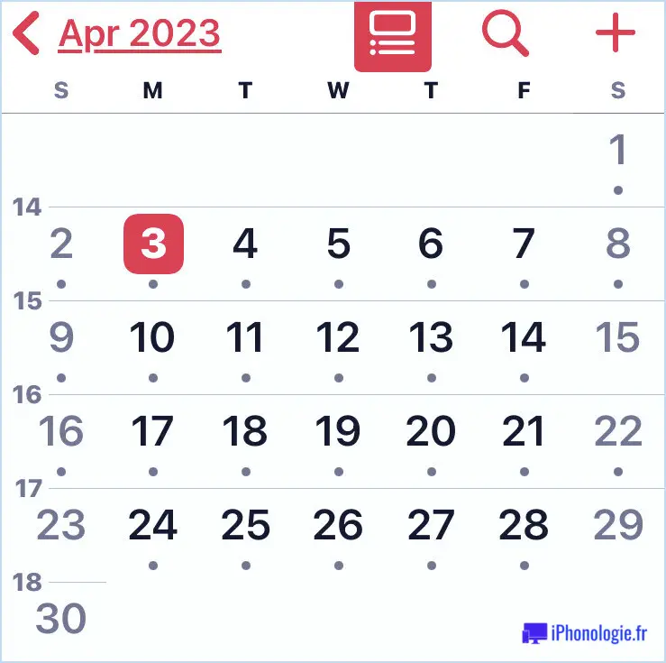 Modification du calendrier Un événement affiche pour l'iPhone et l'iPad