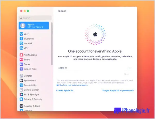 Comment se déconnecter de l'Apple ID sur MacOS Ventura