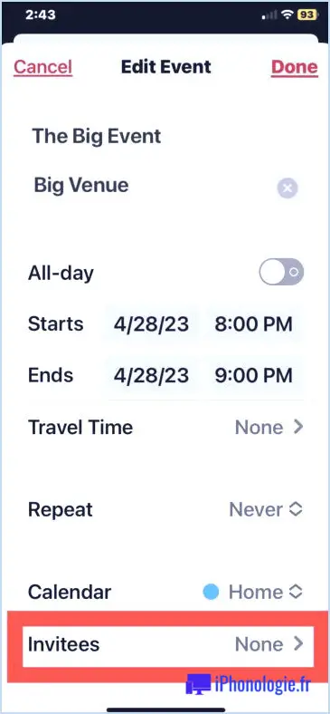 Comment envoyer une invitation à un événement de calendrier sur iPhone et iPad