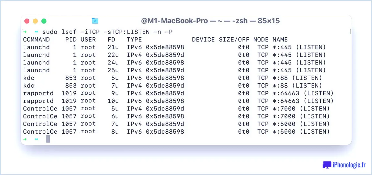 Ce qui écoute les ports TCP sur Mac