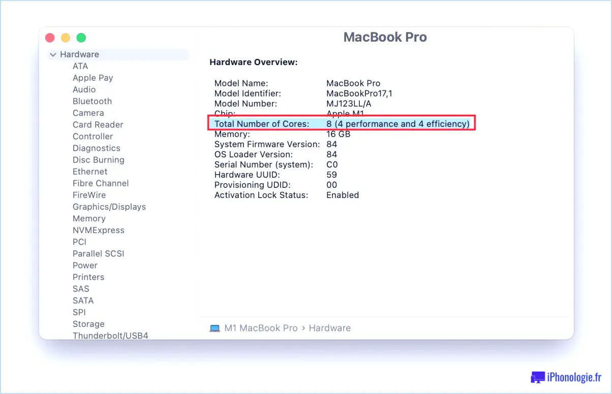 Trouver le comptage des noyaux du CPU sur Mac avec les informations système