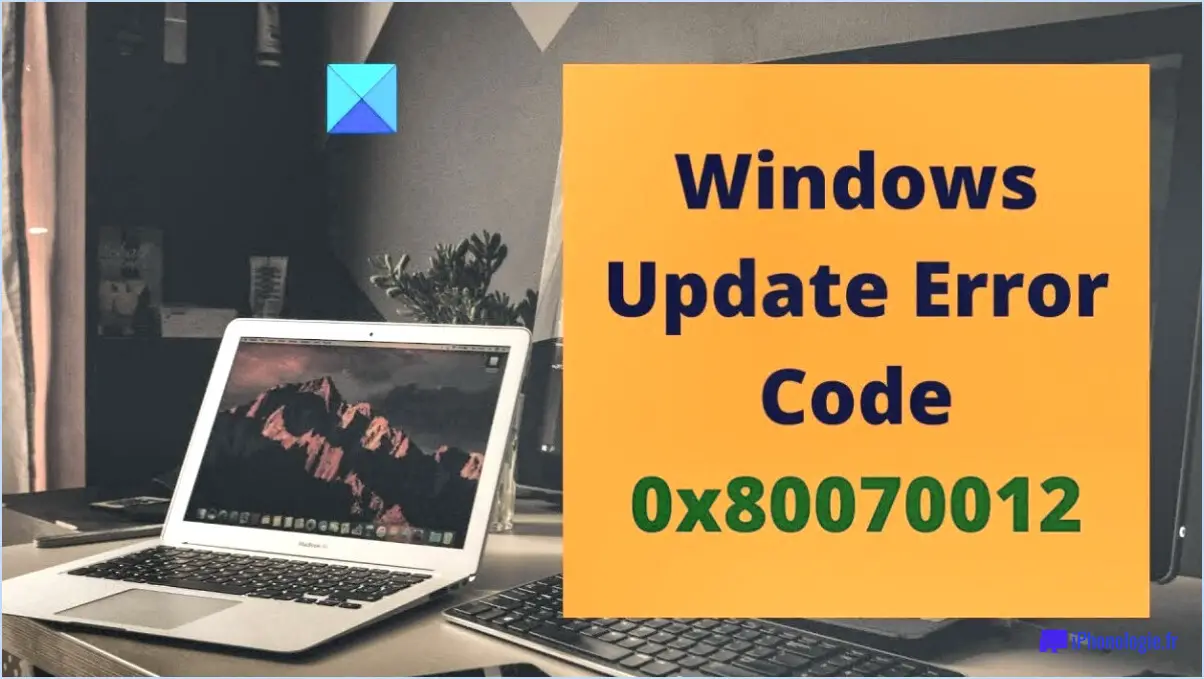 Comment corriger le code d'erreur 0x80070012 de windows update dans windows 10?