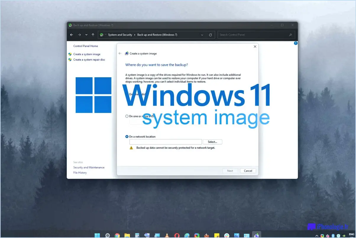 Comment créer une sauvegarde de l'image système sous windows 11?