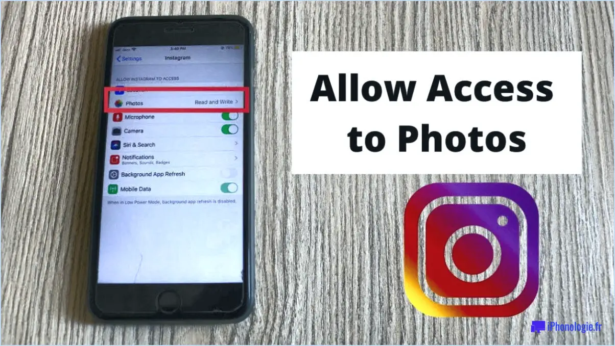 Comment donner à instagram l'accès aux photos?