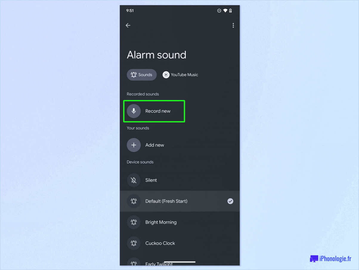 Comment faire son propre son d'alarme sur android?