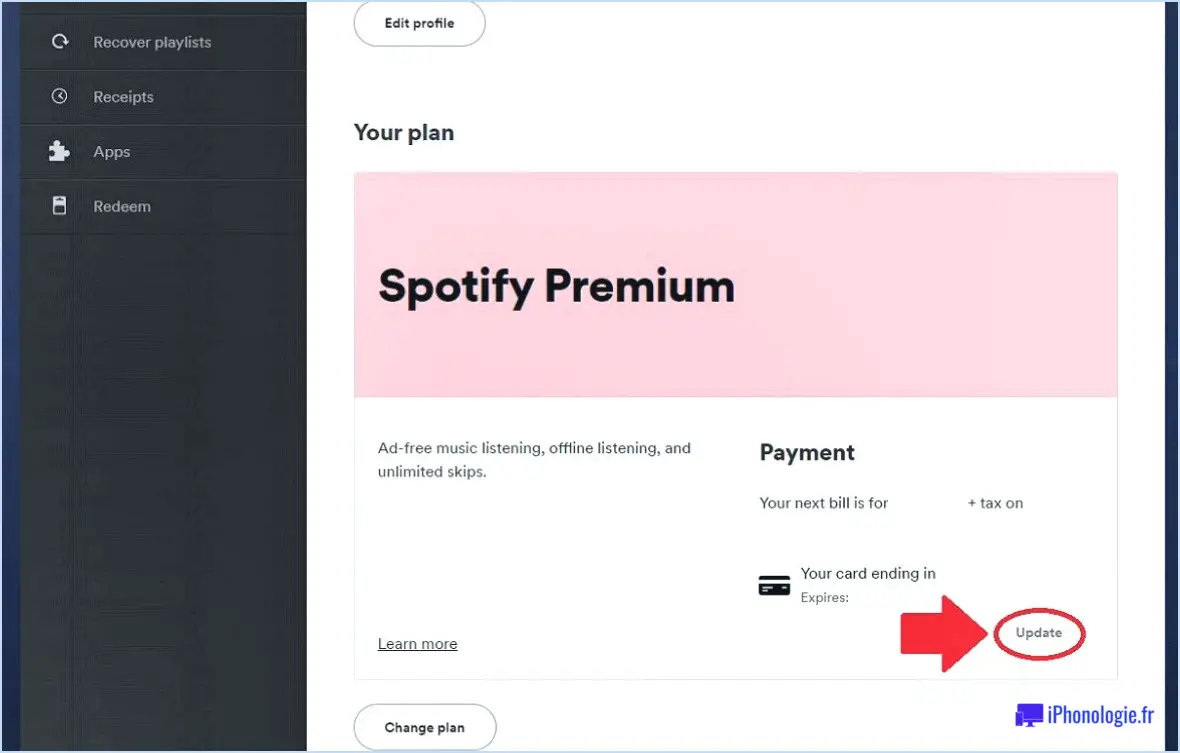 Comment supprimer mon mode de paiement de Spotify?