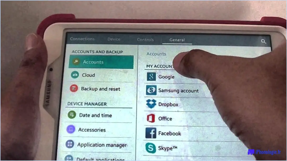 Comment supprimer un compte de ma tablette Samsung?