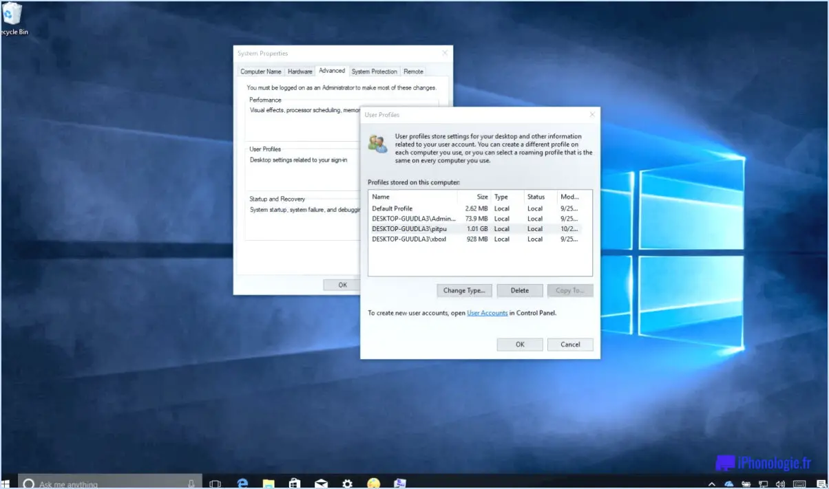 Comment supprimer un profil d'utilisateur dans Windows 10?