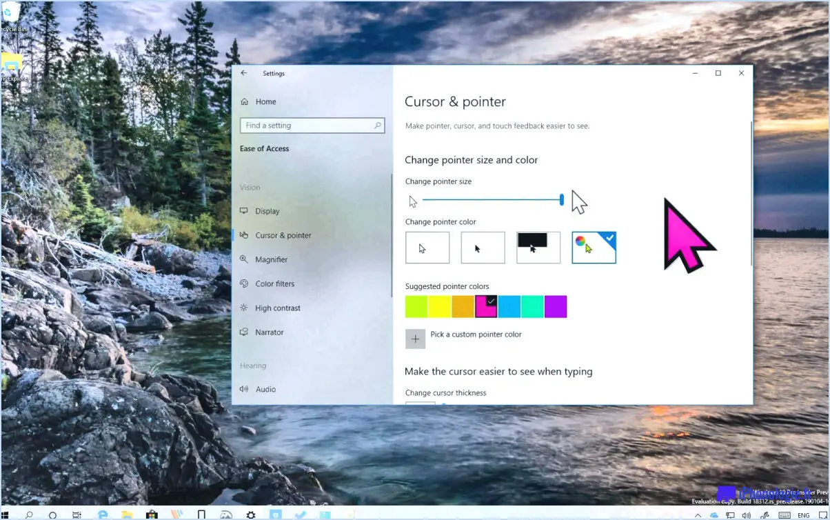 Windows 10 : comment modifier la taille du pointeur de la souris?