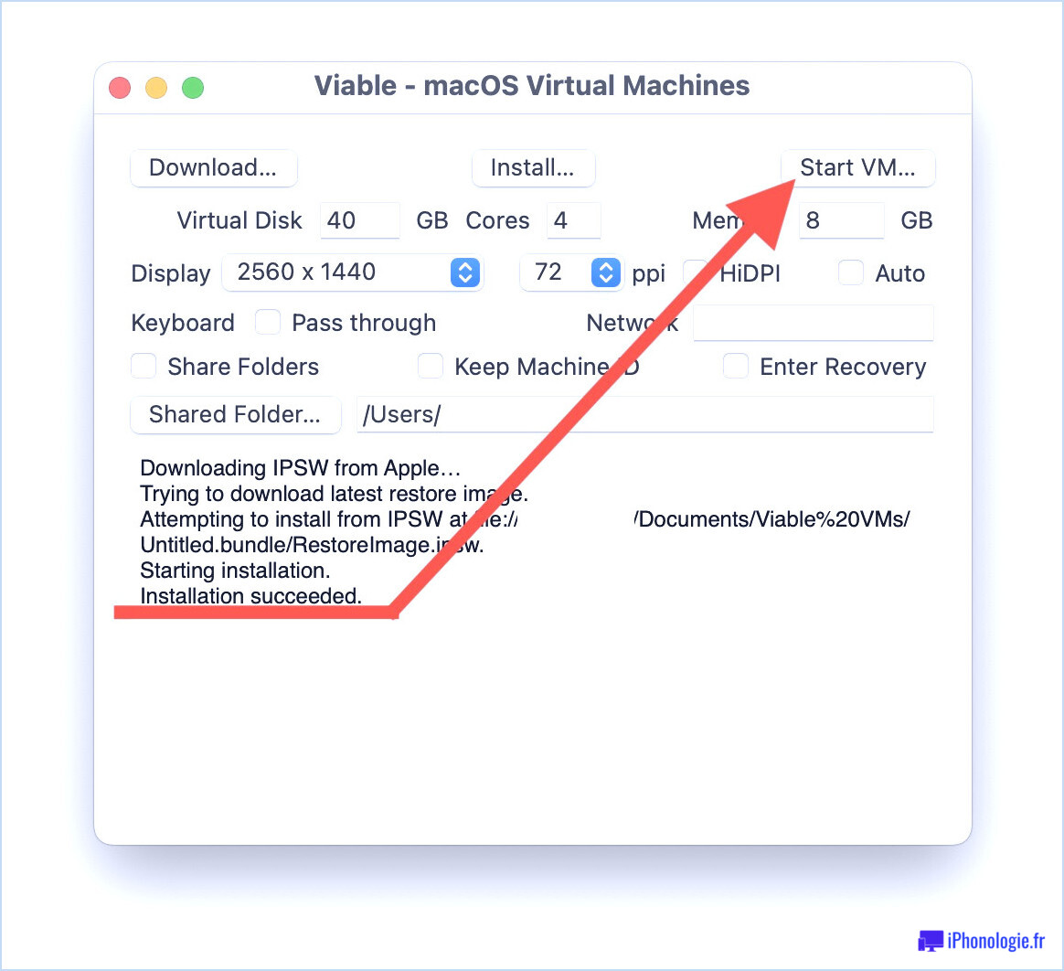 Démarrez la machine virtuelle MacOS Ventura en viable