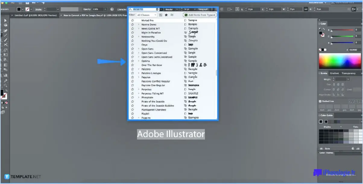 Comment changer les polices de caractères dans adobe illustrator?