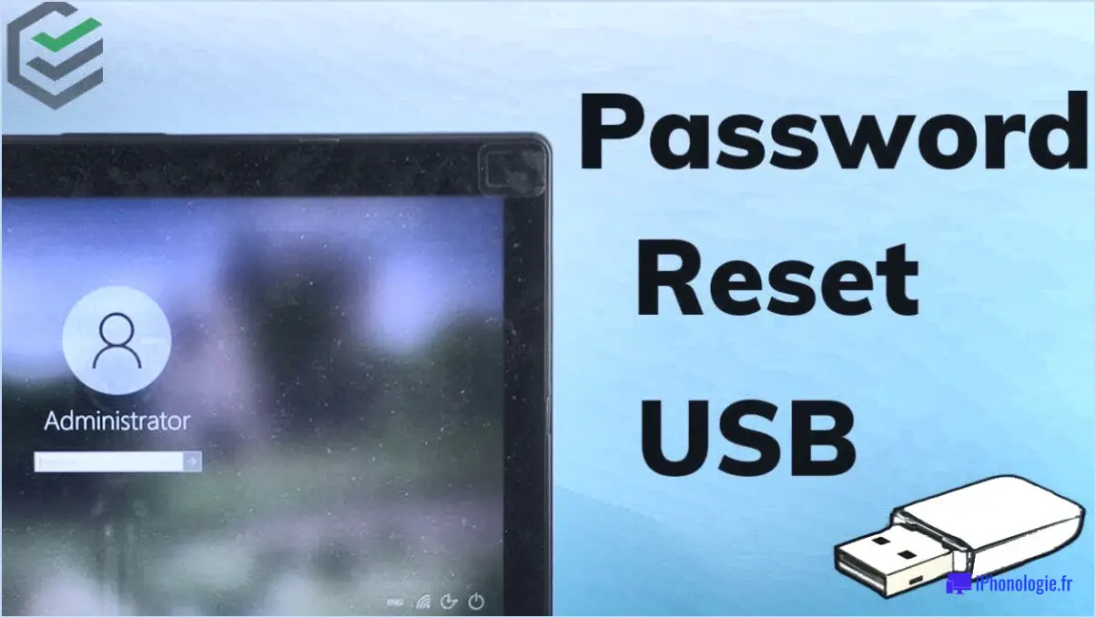 Comment créer un disque de réinitialisation du mot de passe windows 10 sur un lecteur usb?