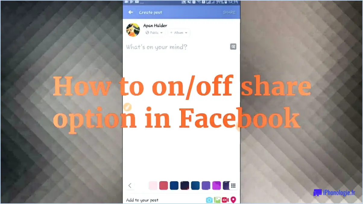Comment désactiver le partage sur facebook?