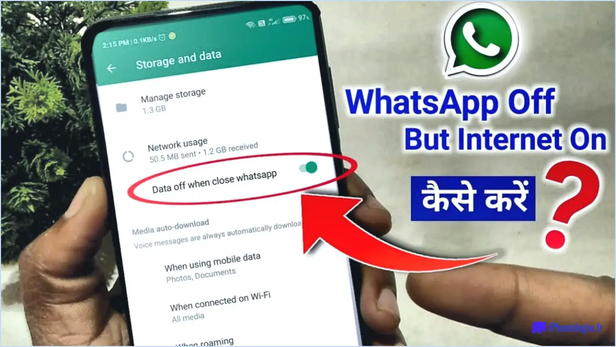 Comment désactiver les données mobiles pour whatsapp?