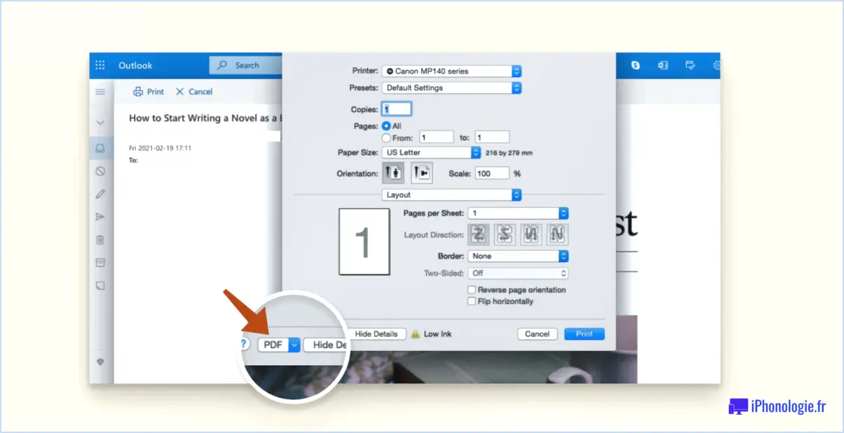 Comment enregistrer un message gmail en pdf sous windows 11?