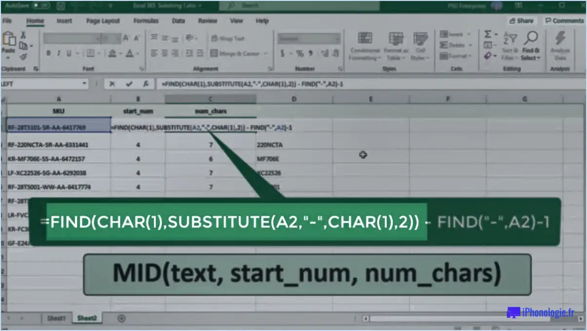 Comment extraire une sous-chaîne dans Excel?