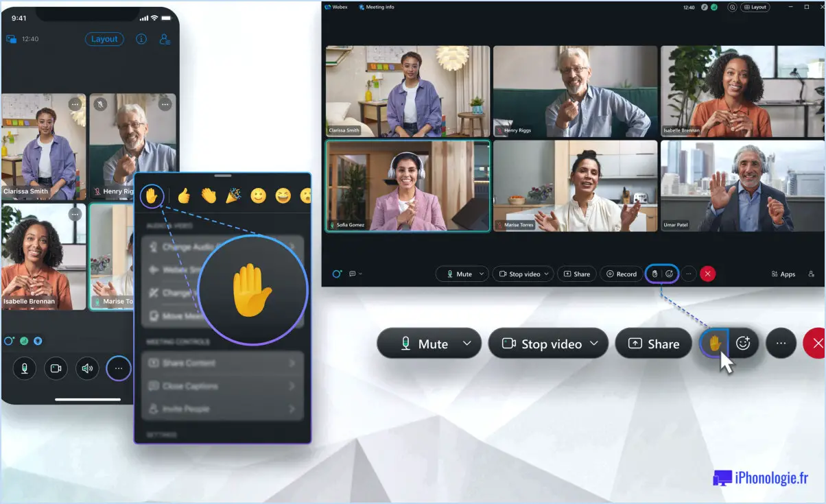 Comment lever la main dans webex?