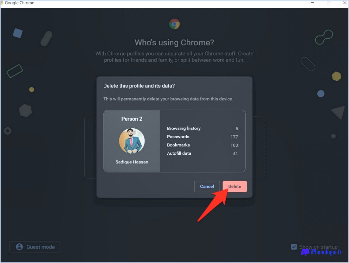 Comment supprimer un compte Google désactivé dans Chrome?