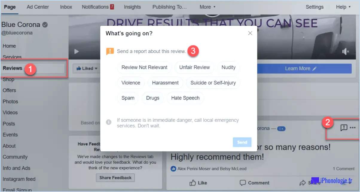 Comment supprimer un rapport sur Facebook?