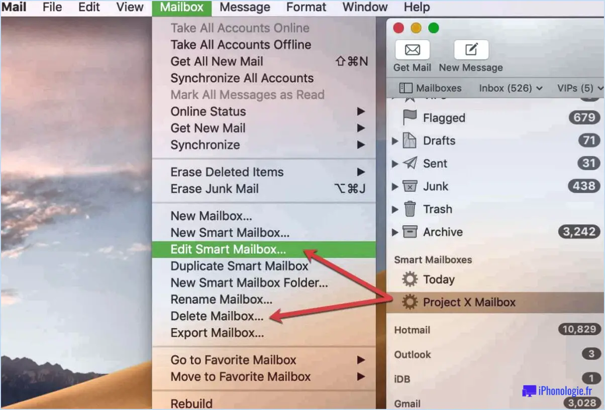Comment supprimer une boîte aux lettres intelligente sur mon Mac?