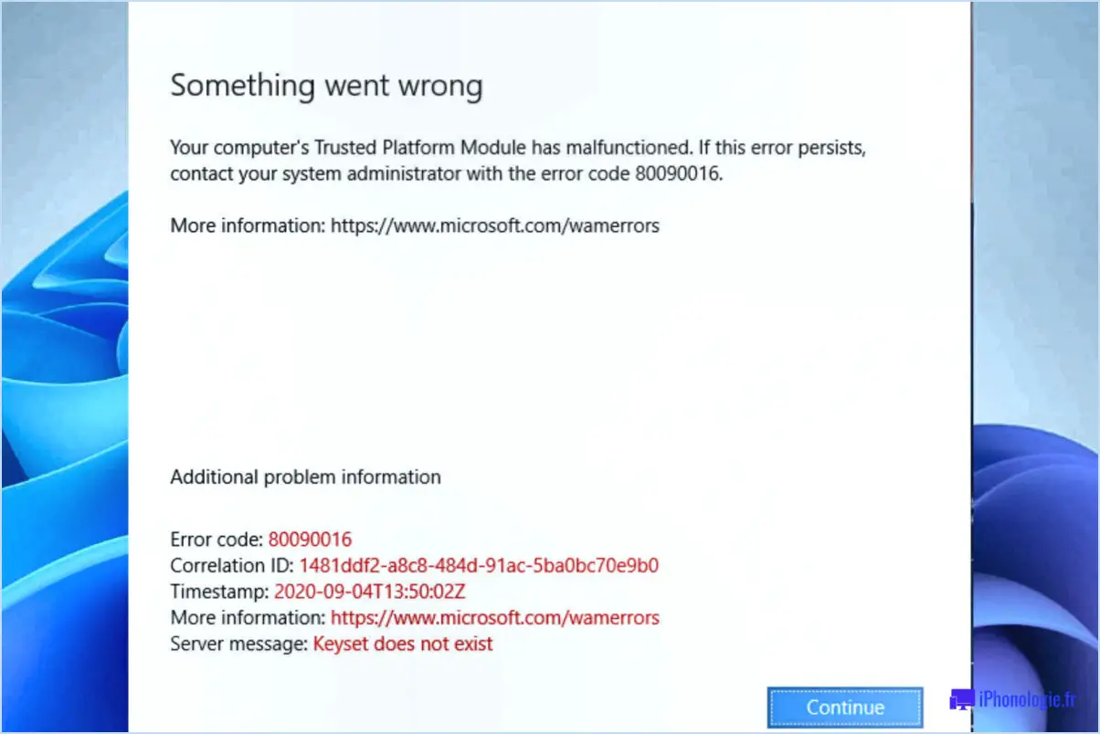 Dépannage de l'erreur 80090016 de Microsoft Teams?