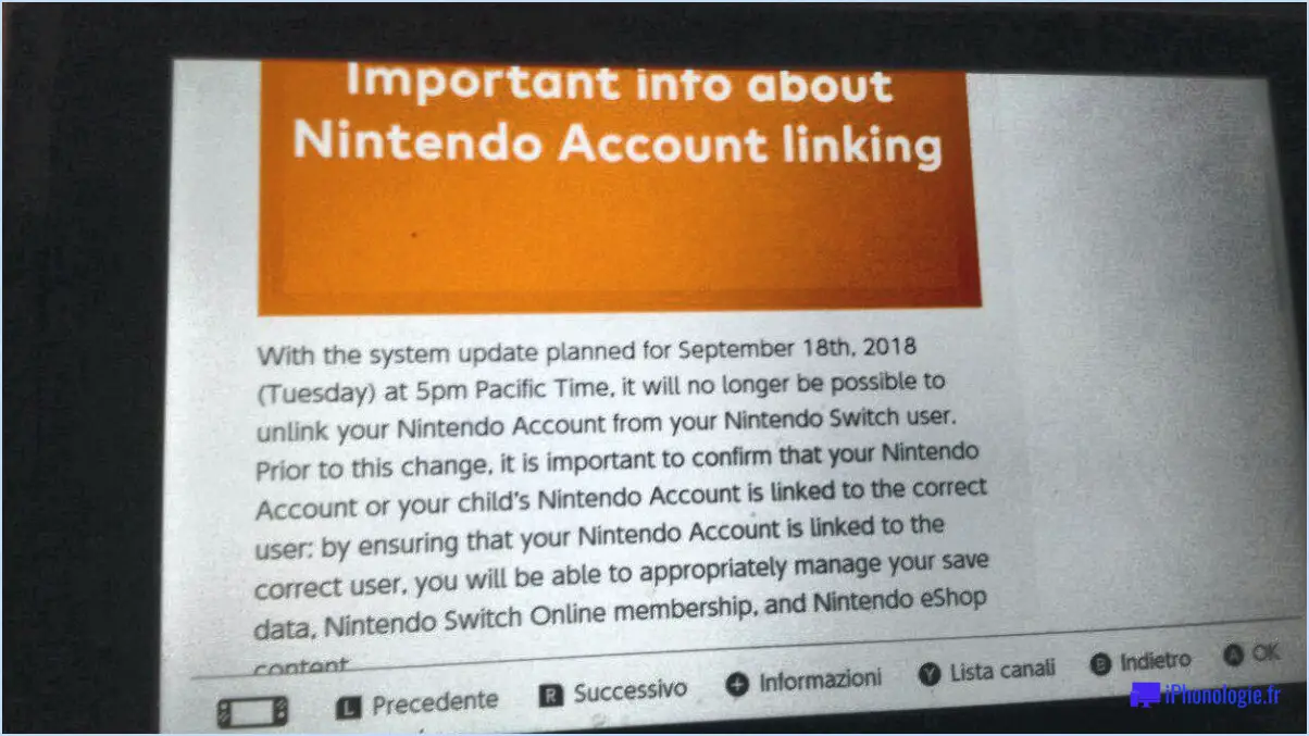Peut-on déconnecter le compte Nintendo de la Switch?