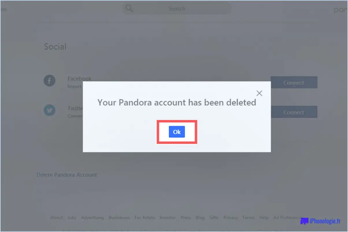 Peut-on supprimer un compte Pandora?