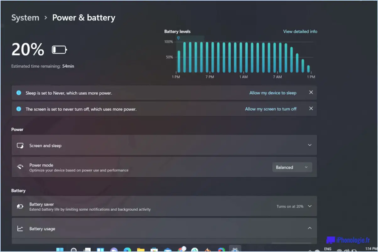 Windows 11 : Comment vérifier le temps de batterie restant?