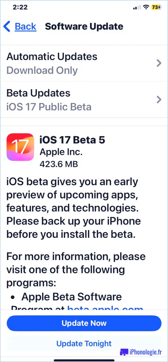 iOS 17 public bêta 5