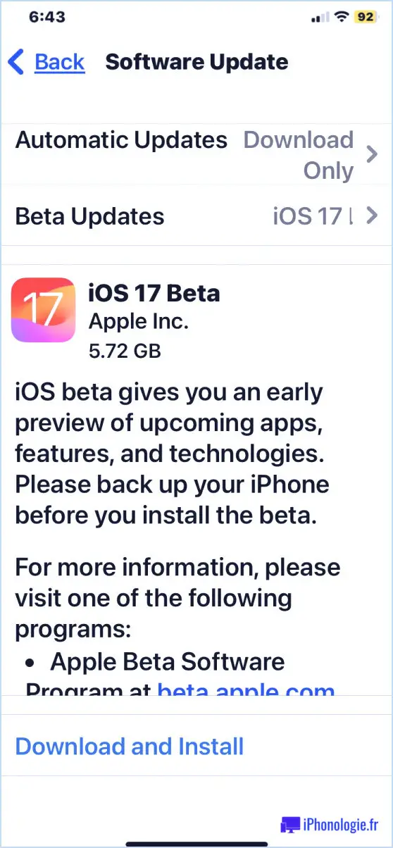 L'installation de mises à jour pour iOS 17 Beta publique est facile