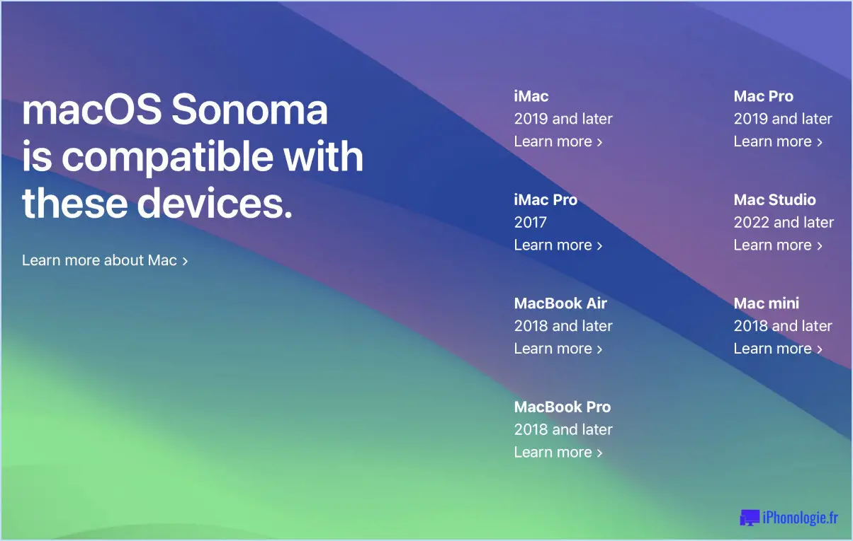 Liste des Mac compatibles MacOS Sonoma