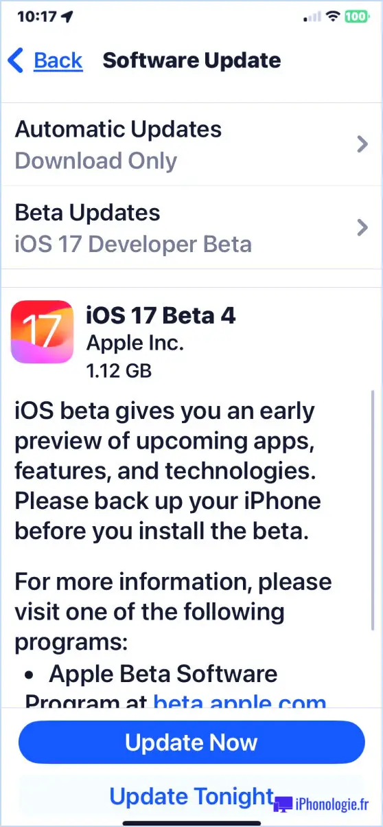Téléchargement iOS 17 Beta 5