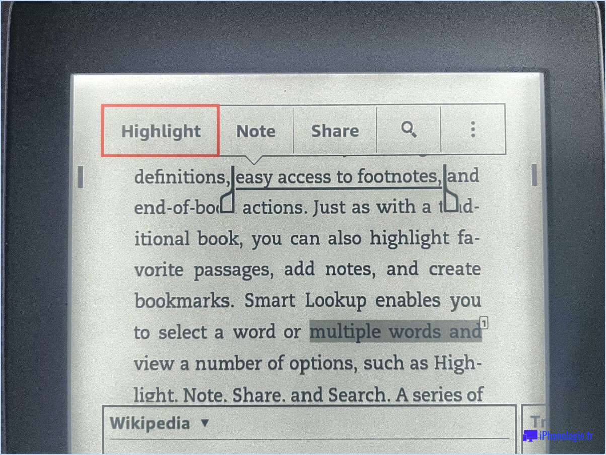 Comment ajouter des notes et surligner du texte dans un livre - Kindle Fire?