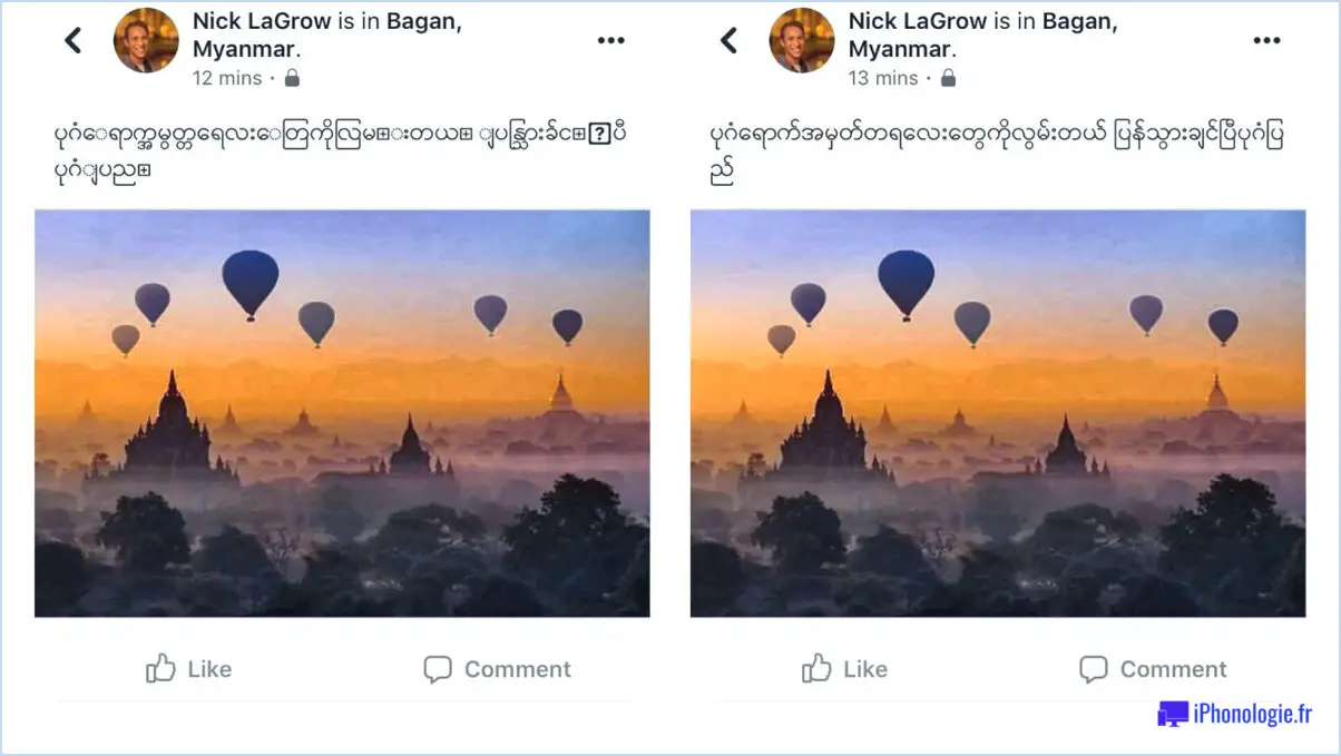 Comment lire la police de caractères birmane sur facebook?