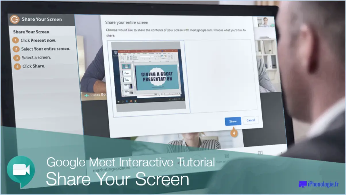 Comment présenter un écran partagé dans google meet?