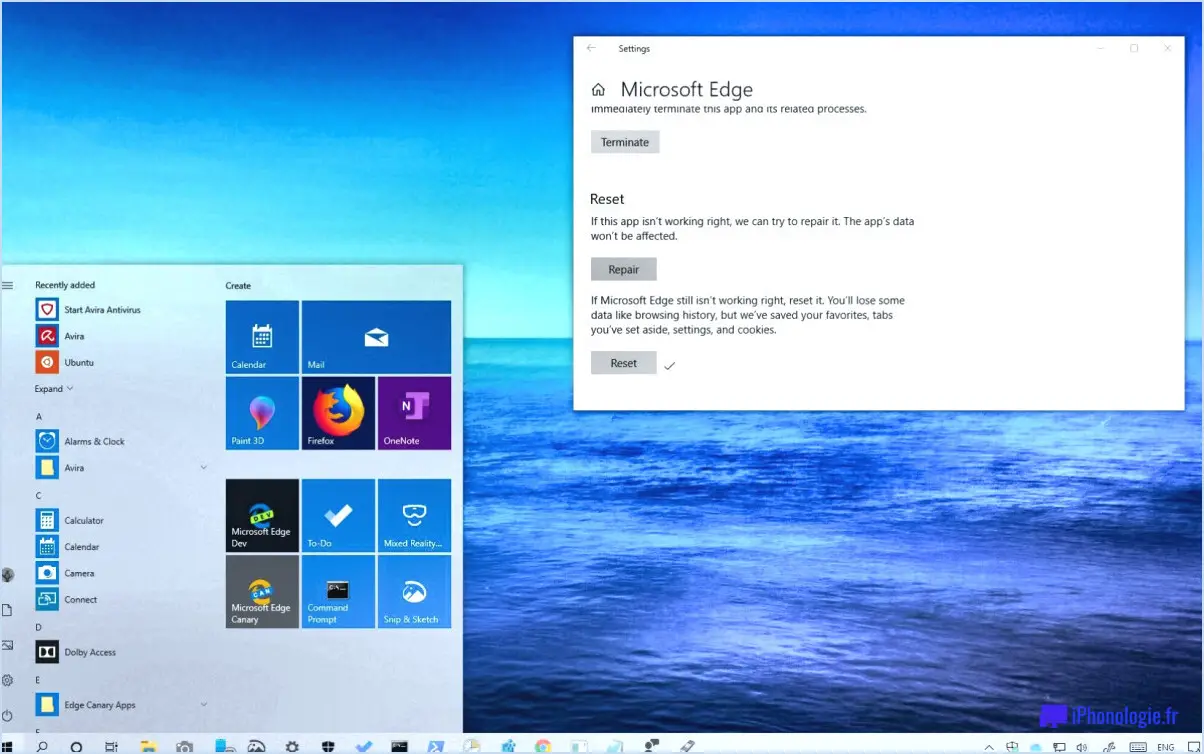 Comment réinitialiser l'application mail dans windows 10?