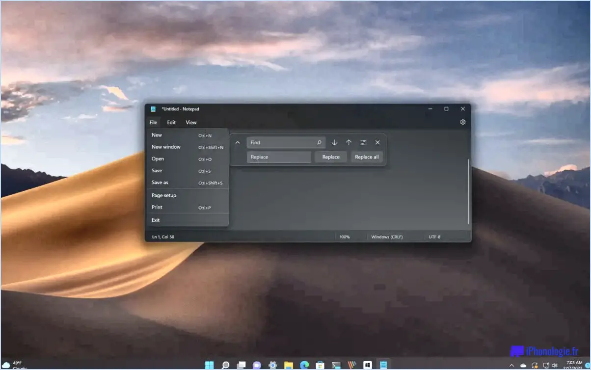 Comment remplacer notepad par notepad dans windows 11?