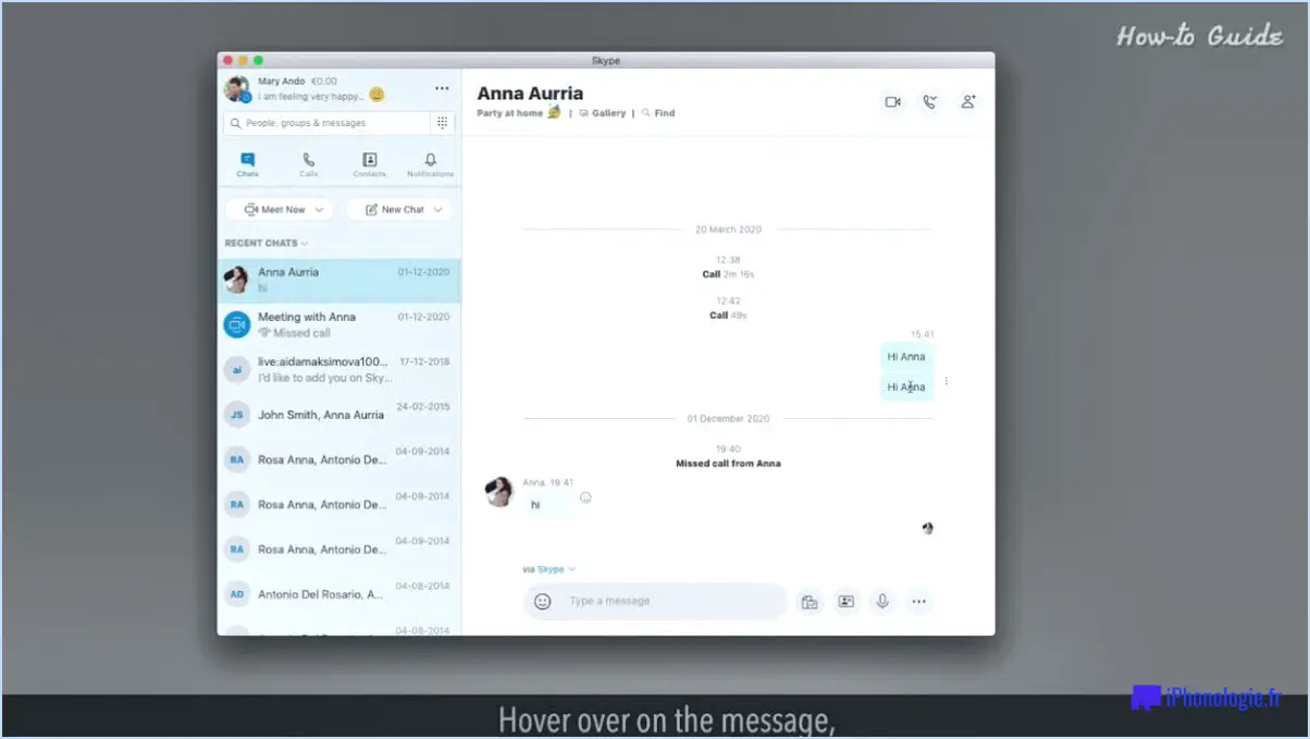 Comment supprimer des messages Skype pour les entreprises?