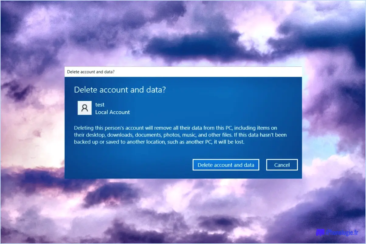 Comment supprimer les comptes d'utilisateurs dans windows 10?