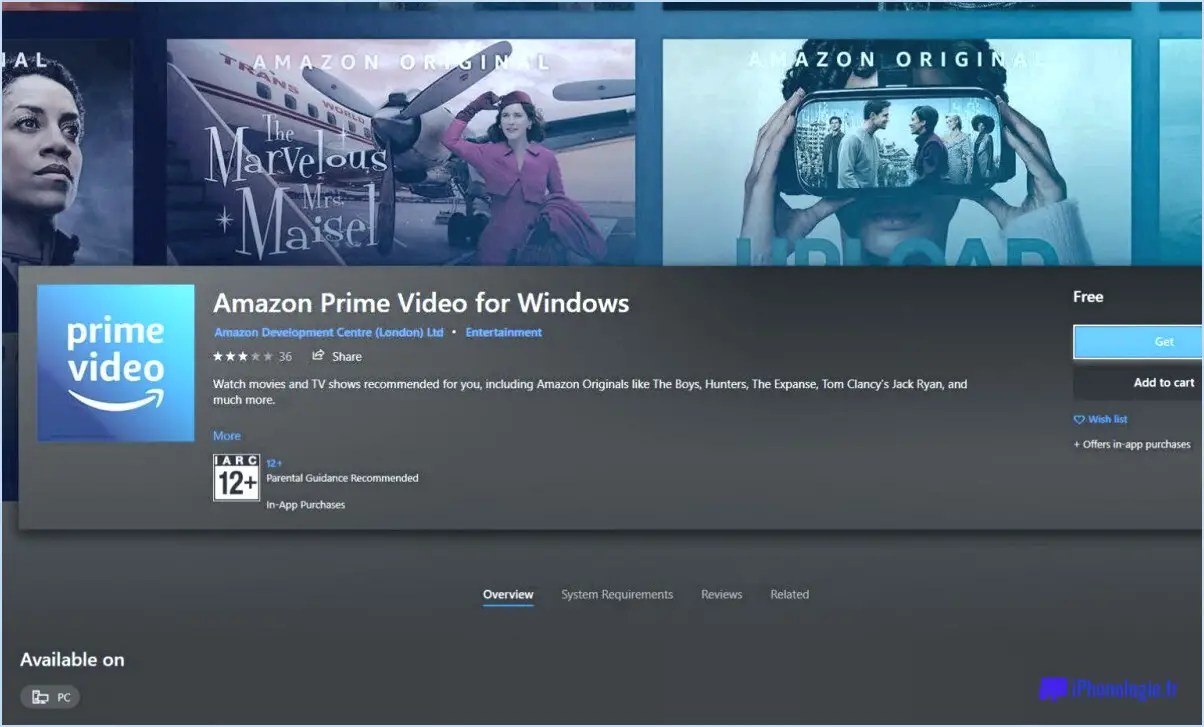 Est-ce qu'il est possible de télécharger des films d'amazon prime video sur un pc windows 10?
