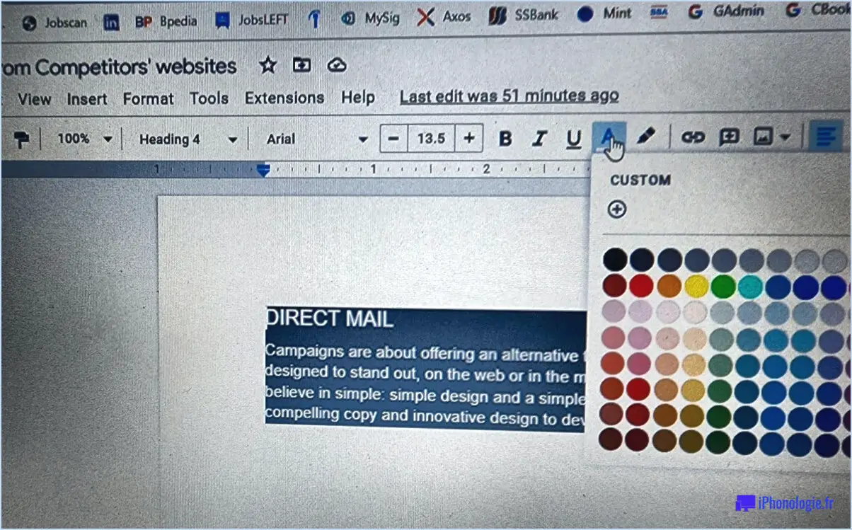 Google Docs : Comment modifier la couleur du texte et de la page?