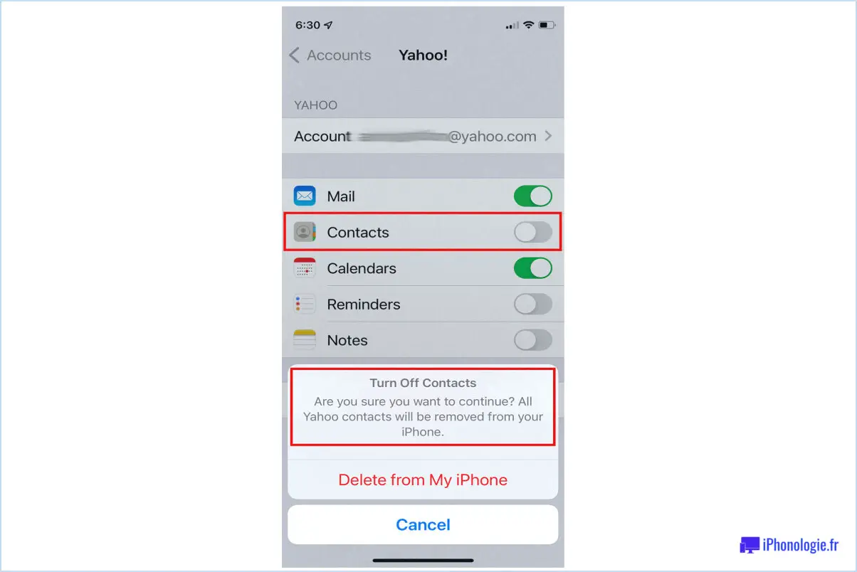 La suppression d'un compte de messagerie sur l'iPhone supprime-t-elle les contacts?